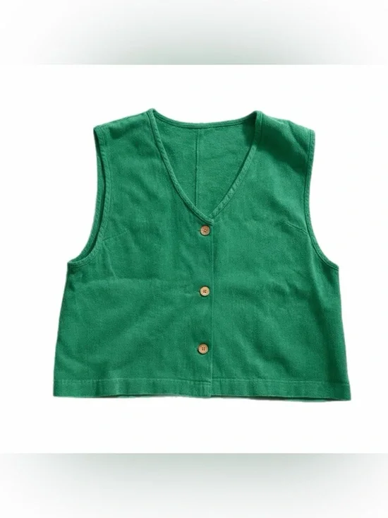 Free People So Fresh Vest Only 
Size Large Boho Boxy Green - Picture 9 of 14